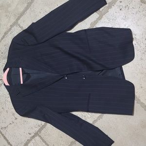 Armani Collezioni Mens Size 40R Gray Stripe 2-button Wool Suit Jacket